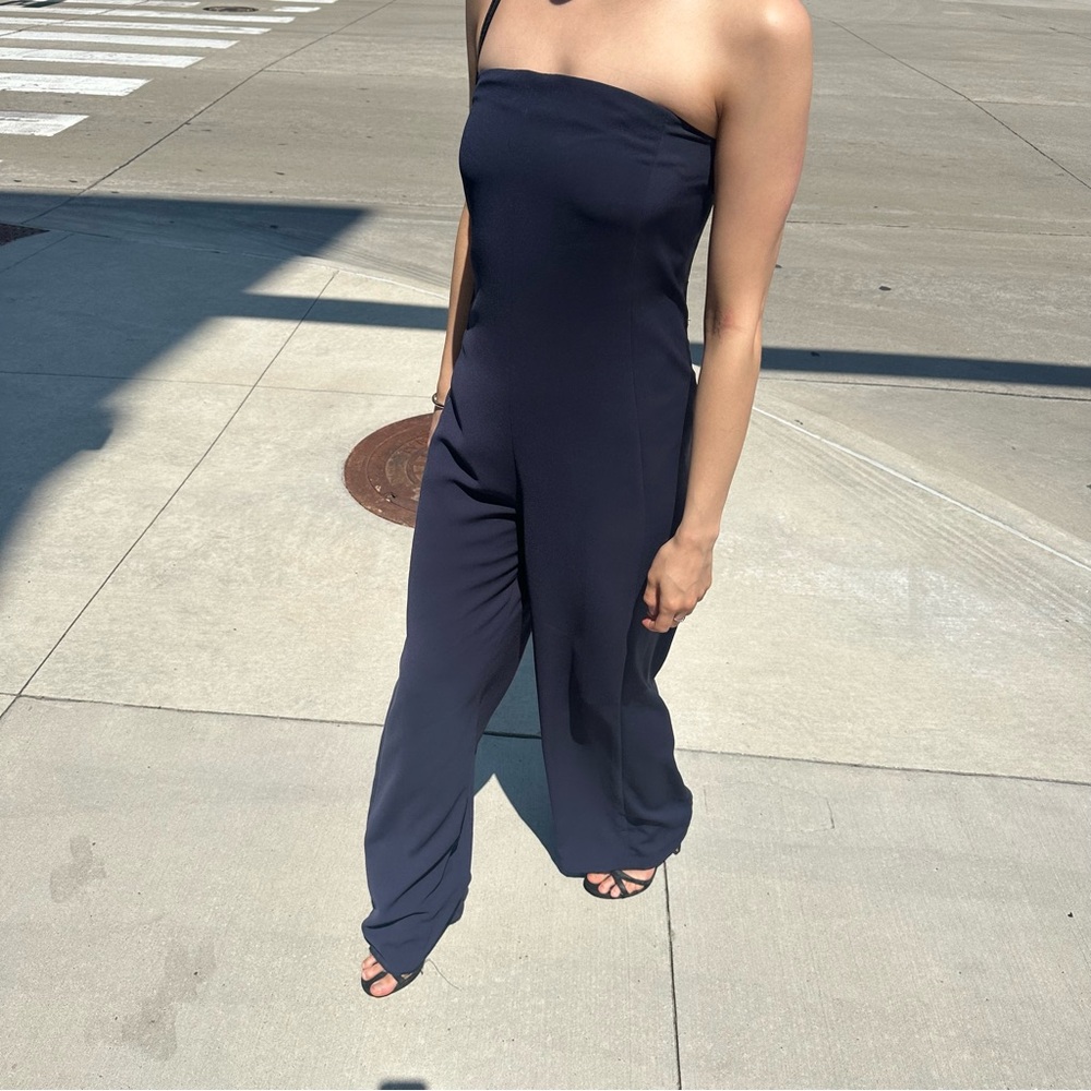 Zara Basic Collection Navy Strapless Jumpsuit - image 2